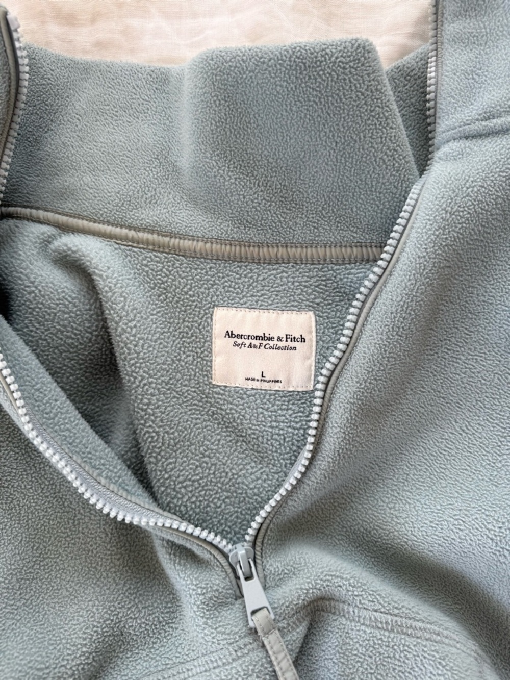 Abercrombie & Fitch Sage Green Fleece Half-Zip Pullover